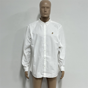Camicia da Uomo in Puro <span class=keywords><strong>Cotone</strong></span> Oxford Taglia Europea, <span class=keywords><strong>Maniche</strong></span> <span class=keywords><strong>Lunghe</strong></span>, Tinta Unita, Taglie Grandi, con Ricami, Elasticizzata - Product Image 2