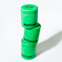 Boîtes rondes en métal personnalisées de 30 g pour matcha, boîtes de qualité alimentaire pour matcha avec couvercles faciles à retirer, boîte hermétique pour matcha