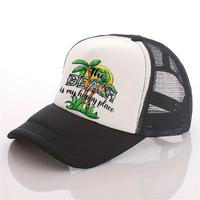 Logotipo personalizado de alta calidad Unisex Hip Hop camionero sombreros Puff ala curva Coco árbol playa pesca diseño poliéster lona espuma