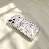 Coque de téléphone antichoc transparente en TPU souple, motif nœud violet style Ins mignon, pour iPhone 18 17 16 15 14 13 12 11 Pro Max Plus (vente en gros)