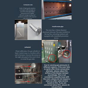 <span class=keywords><strong>Four</strong></span> à gaz commercial 1 niveau 2 plateaux avec plaque de cuisson en pierre 150 mm et tuyau d'évacuation rétractable pour pain artisanal et baguette - Product Image 2