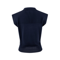 Top de punto tipo polo para mujer con manga casquillo y bufanda extraíble, cuello polo informal, ropa exterior, MOQ bajo, personalizado