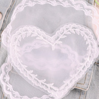 Patchs brodés en dentelle de maille en forme de cœur de dessin animé mignons, accessoires de journal DIY, fournitures artisanales