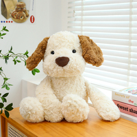 Boneka Anjing Lucu Ramah Kulit, Lembut, Warna Putih Krem, Hadiah Menenangkan untuk Dekorasi Kamar Tidur Anak, Teman Bermain