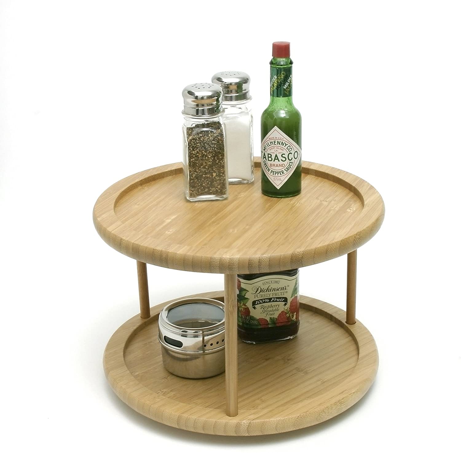 Бамбук 2-х уровневые поворотный стол лоток тарелка для суши кухонный аксессуар 2 уровня ленивый Сьюзен поворотной платформы