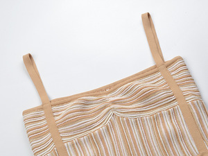 2026 Summer New Arrival Lady Colorblock Striped Wear Knits Sexy <strong>Slips</strong> <strong>Long</strong> Dress Women - Product Image 4