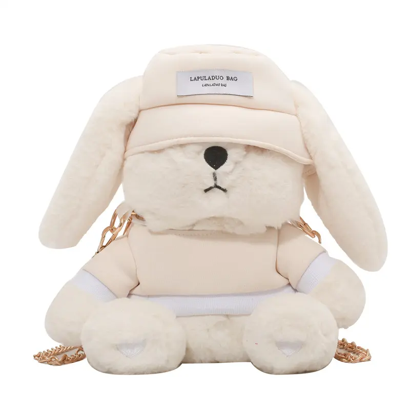 Популярный крутой 10-дюймовый плюшевый рюкзак с кроликом для девочек, подарочные сумки с мультяшными животными