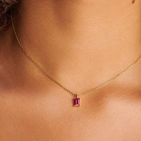 Collier avec pendentif en pierre d'anniversaire en acier inoxydable Dainty Month june