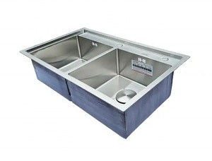 Commercial Grade Double Bowl Stainless Steel <b>Kitchen</b> <b>Sink</b> with Soundproof Pad Easy Clean Handmade Design - Product Image 1