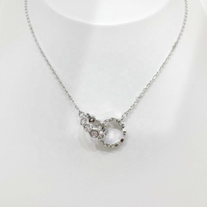 wholesale plata 925 sterling silver luxury women <b>chain</b> necklace <b>cheap</b> zircon minimalist bridal dainty round pendant necklaces - Product Image 4