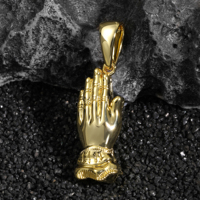 Collier Pendentif Mains Jointes Style Hip Hop en Acier Inoxydable pour Hommes et Femmes - Vente Flash Bijoux