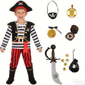 Conjunto de Disfraz de Capitán Pirata de Lujo para Niños Pequeños, Traje de Halloween con Pantalones y Mono - Product Image 1
