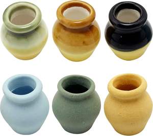 Lot de 6 mini-pots en céramique terracotta avec trous de drainage pour maison de poupée et jardin féerique, bonsaï - Écologique, DIY, échelle 1:12 - Product Image 2