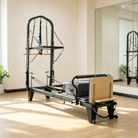 Reformer Pilates Ajustable Noir en Aluminium avec Demi-Trapeze Elite Core Bed – Équipement Commercial de Fitness et d'Entraînement pour Studio de Santé