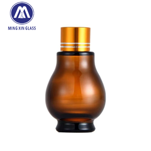 Flacon de sérum <span class=keywords><strong>en</strong></span> verre ambré de luxe avec compte-gouttes Elegant Gold Accents Single Double Gourd Design - Product Image 2