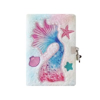 Journal intime en peluche avec queue de sirène coquillage personnalisé avec serrure et stylo Journal scolaire flou pour filles