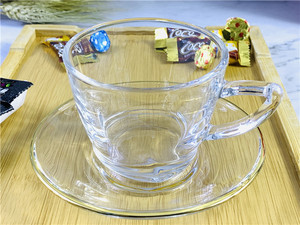 Tazza e piattini personalizzati di alta qualità Set di piattini per <span class=keywords><strong>tazze</strong></span> <span class=keywords><strong>da</strong></span> tè in <span class=keywords><strong>vetro</strong></span> con piattino - Product Image 5