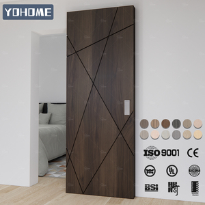 Yohome <span class=keywords><strong>Porta</strong></span> Ghost in Legno Massello per Interni con Design Scanalato Moderno, <span class=keywords><strong>Porta</strong></span> Scorrerevole a Scomparsa in Legno Impiallacciato Senza Binario - Product Image 4