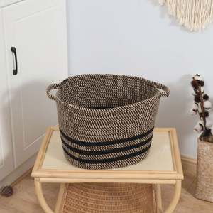 <span class=keywords><strong>Panier</strong></span> à linge <span class=keywords><strong>souple</strong></span> en plastique 37L, style <span class=keywords><strong>osier</strong></span>, avec couvercle, pour service, cuisine, rangement, <span class=keywords><strong>courses</strong></span>, café, thé, boîte à pain - Product Image 3