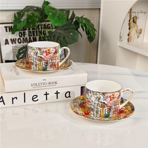 Wholesale Ceramic Coffee Cup Gift <b>Set</b> Porcelain Cup and Saucer <b>Set</b> for Family Party - Product Image 5