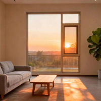 Ventana Abatible de Apertura Interior, Impermeable, de Vidrio Templado, Insonorizada, de Aluminio, para Casas, del Sudeste Asiático