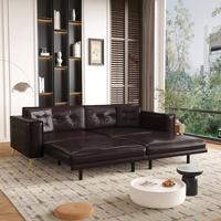 Canapé-lit King Size 3-en-1 en similicuir de 92,1 pouces, convertible, design capitonné, pour salon