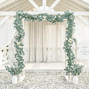 Magnifique guirlande artificielle d'eucalyptus en soie, feuilles vertes, décoration murale pour mariage et fêtes - Product Image 4
