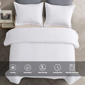 Qsy mùa hè Quilt Set, trọng lượng nhẹ trắng bedspread siêu âm <span class=keywords><strong>Chevron</strong></span> Pattern ánh sáng coverlet cho tất cả các mùa Comforter bedding Set - Product Image 2