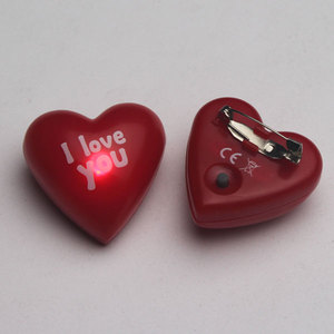 Custom Wholesale 2024 Red Heart Shaped LED <b>Badge</b> for Party Decoration with Pin - Product Image 1