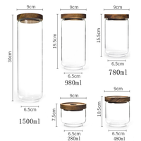 Bocaux en verre Borosilicate à haute teneur en verre, contenant avec couvercle en bois de bambou, pour le stockage des aliments, ml