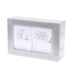 Toallas Bordadas para Él y Ella, 100% Algodón Blanco, 60 cm x 110 cm, Juego de Regalo de Boda - Product Image 1