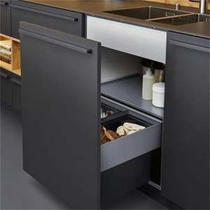 Meubles de cuisine en laque noire mate, designs gratuits, cuisine moderne complète avec îlot - Product Image 6