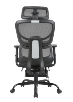 Chaise de bureau ergonomique industrielle en acier à maille intégrale avec appui-tête réglable, soutien lombaire divisé, accoudoirs 3D et roulettes silencieuses
