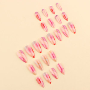 <span class=keywords><strong>Uñas</strong></span> Postizas Largas en Forma de Almendra con un Diseño de Graffiti Colorido con un Esquema de Colores <span class=keywords><strong>Rosa</strong></span>, Azul <span class=keywords><strong>y</strong></span> <span class=keywords><strong>Naranja</strong></span> en Contraste - Product Image 3