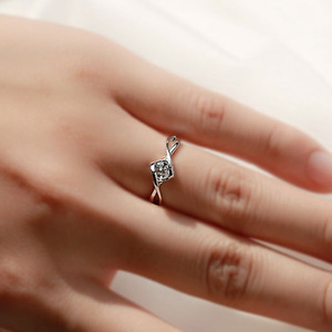 Anello Geometrico con Cuore in Zircone, Gioiello da Dito alla Moda per Donne, Regalo per Fidanzamento e Matrimonio - Product Image 3