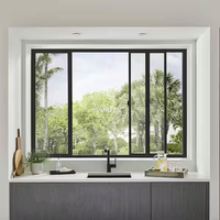 Ventanas Corredizas de Aluminio con Doble Acristalamiento de Diseño Moderno, Ventanas de Aleación de Aluminio Resistentes al Viento para Casa