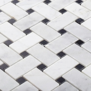 Carrara White Mix Black Basketweave Art Mármol Mosaico Azulejo Edificio de oficinas <span class=keywords><strong>Piso</strong></span> de apartamento Mármol blanco - Product Image 3