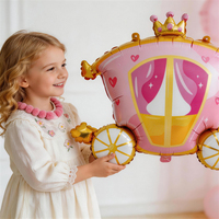 Ballons en aluminium rose thème Princesse pour filles, grande taille, en forme de château et de calèche, pour décoration de fêtes, Bolso