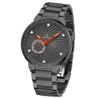 Montre à quartz pour homme avec fenêtre de date, cadran bleu brossé vertical, boîtier coussin multiface et bracelet en acier