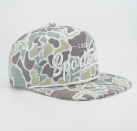 Gorra de golf de cuerda deportiva de 5 paneles con logotipo impreso digital personalizado OEM, gorras de camuflaje de pato, gorra Snapback sin estructura de ala plana