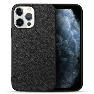 Cover per <span class=keywords><strong>iPhone</strong></span> 15 Pro Max 14 13 in Vera Pelle e TPU con Logo OEM Stampato, Custodia Protettiva Posteriore - Product Image 1