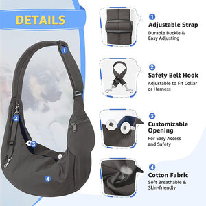 Transportín para perros con correa ajustable acolchada gruesa para el hombro, transportadores de mascotas para cachorros y <span class=keywords><strong>gatos</strong></span> con cinturón de seguridad de bolsillo con cremallera frontal - Product Image 4