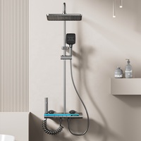 Mélangeur de bain Piano Ensemble de douche Lumière LED Affichage numérique 4 fonctions Système de pluie Raccords de salle de bain Pomme de douche avec jet