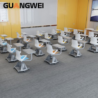 Bureau et chaise d'étudiant au design moderne, meubles de classe durables en métal mobiles avec tablette d'écriture pour le bureau et la formation