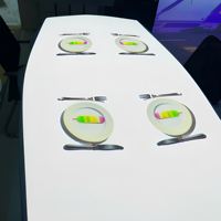 Espacio Inmersivo Interior, Proyector Holográfico 3D, Mesa de Comedor Interactiva