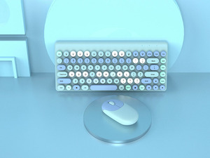 Combo <span class=keywords><strong>Tastiera</strong></span> <span class=keywords><strong>e</strong></span> <span class=keywords><strong>Mouse</strong></span> <span class=keywords><strong>Wireless</strong></span> Multicolore Ergonomico 2.4G per Ufficio con <span class=keywords><strong>Tastiera</strong></span> a 87 Tasti <span class=keywords><strong>e</strong></span> <span class=keywords><strong>Mouse</strong></span> Ottico - Product Image 2