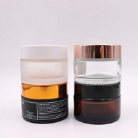 Soins de la peau 1oz, pots de crème en verre givré violet 30ml noir mat avec couvercle à vis blanc noir