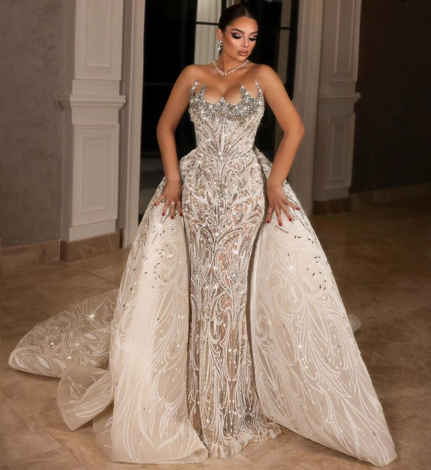 swarovski crystal beads wedding dress Velma main image 1