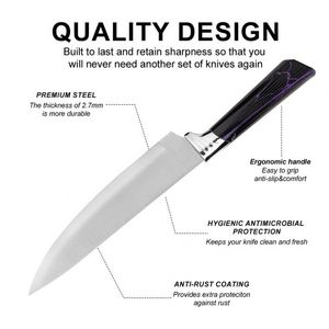 Juego de Cuchillos de Cocina Premium Hechos a Mano en Alemania, de Acero Inoxidable, con Mangos de TPR, Hojas Afiladas, para Chefs, Restaurantes y Cocina - Product Image 2