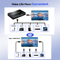 Conmutador HDMI 4 en 1, Entrada HDMI DP USB C, Caja Conmutadora de Video 4K 60Hz con Control Remoto IR para Computadora Portátil, PC, Consola de Juegos, Monitor